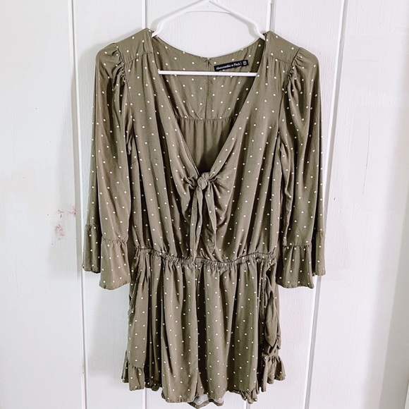 Abercrombie & Fitch Pants - Abercrombie and Fitch Green Polka Dot Romper